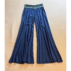 OndadeMar Embellished Waist Blue Palazzo Pant Size Medium